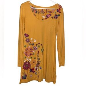 Johnny Was  Long Sleeve Dress with Floral Embroidery